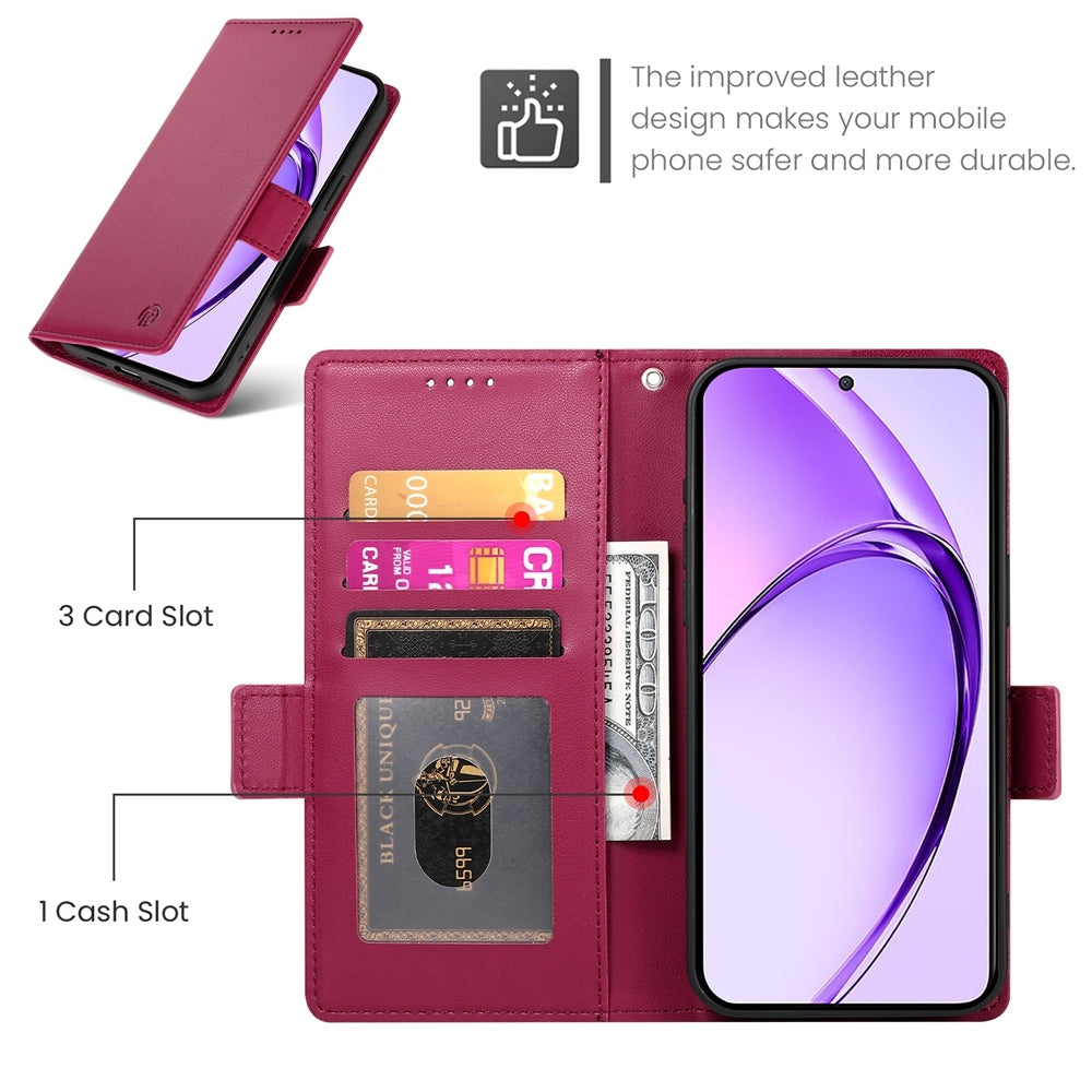 OPPO A3 4G/5G Magnetic Leather Wallet Case with Card Slots, Stand Function & Full Protection
