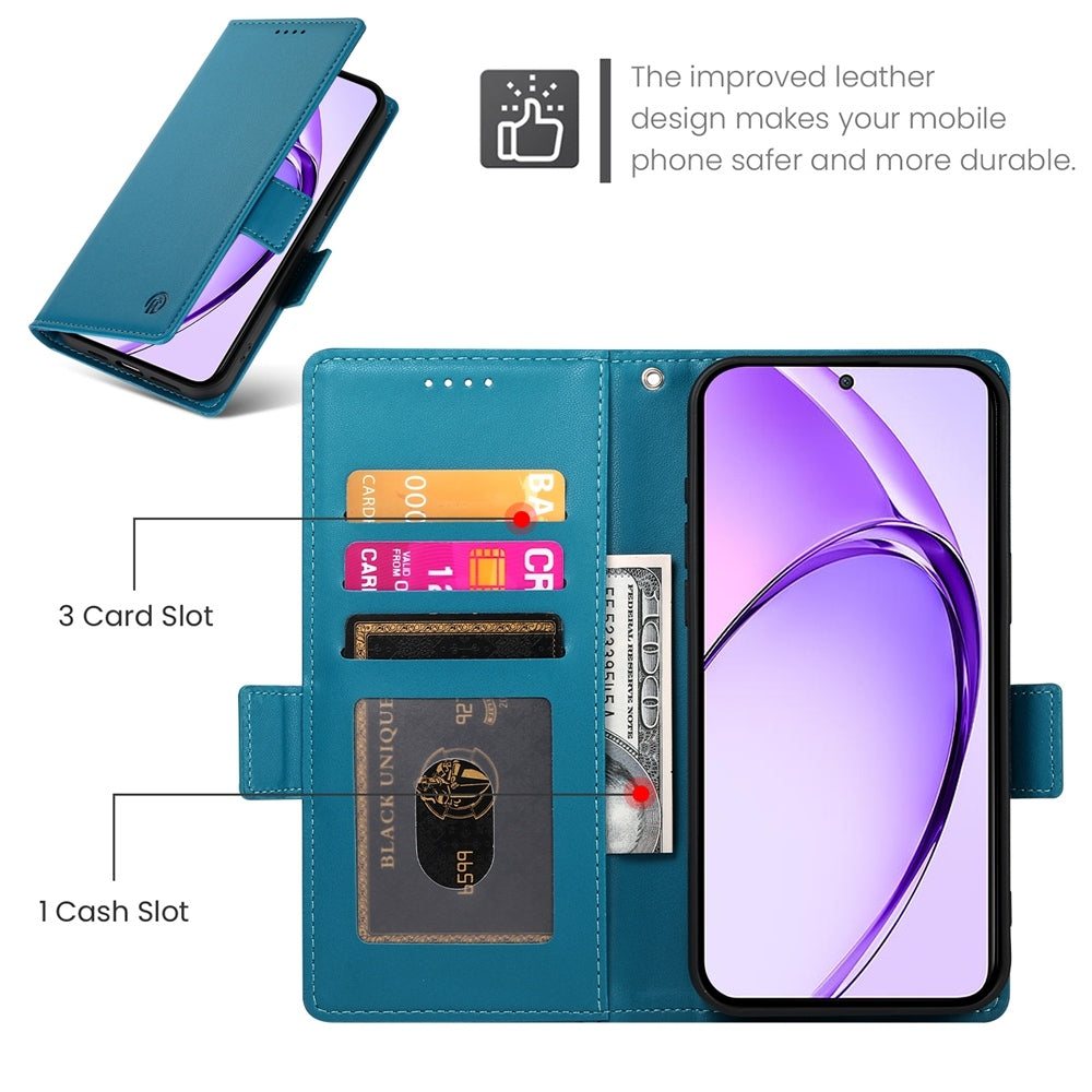 OPPO A3 4G/5G Magnetic Leather Wallet Case with Card Slots, Stand Function & Full Protection