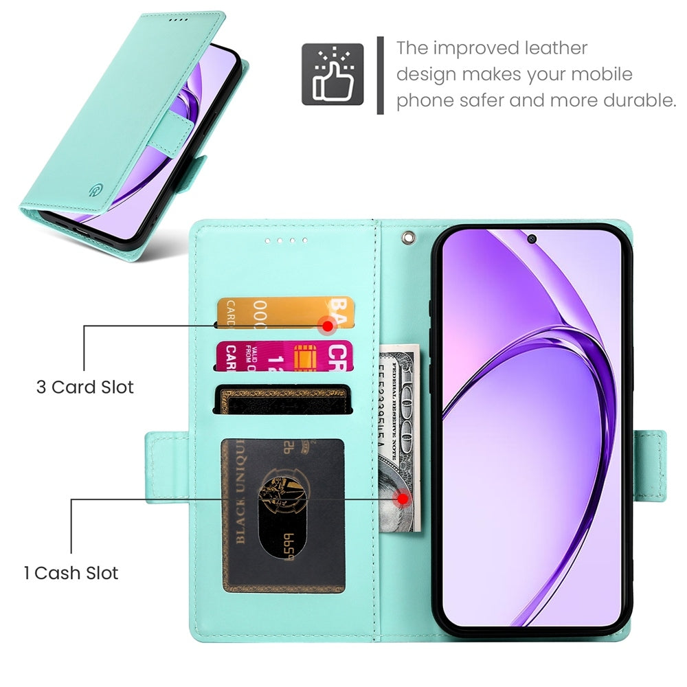 OPPO A3 4G/5G Magnetic Leather Wallet Case with Card Slots, Stand Function & Full Protection