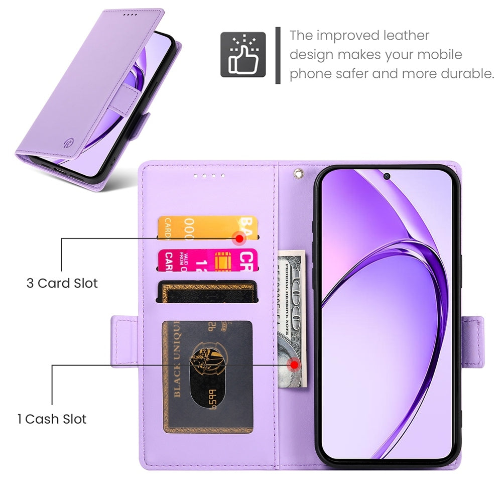 OPPO A3X 4G/5G Magnetic Leather Wallet Case with Card Slots, Stand Function & Full Protection