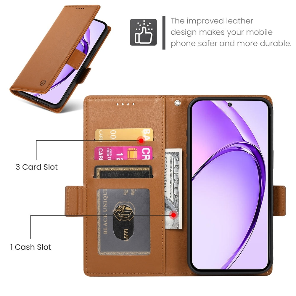 OPPO A3 4G/5G Magnetic Leather Wallet Case with Card Slots, Stand Function & Full Protection