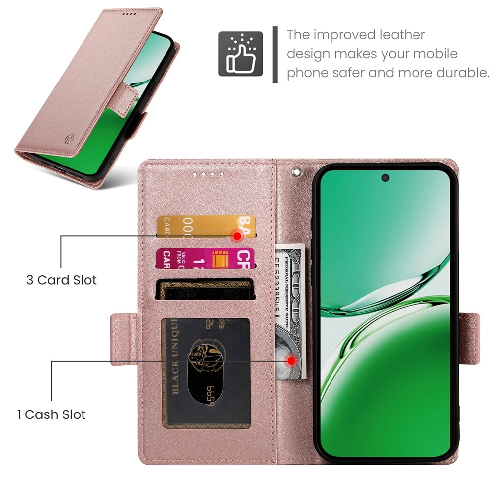 OPPO Reno12 F27 Magnetic Leather Wallet Case with Card Slots, Stand Function & Full Protection