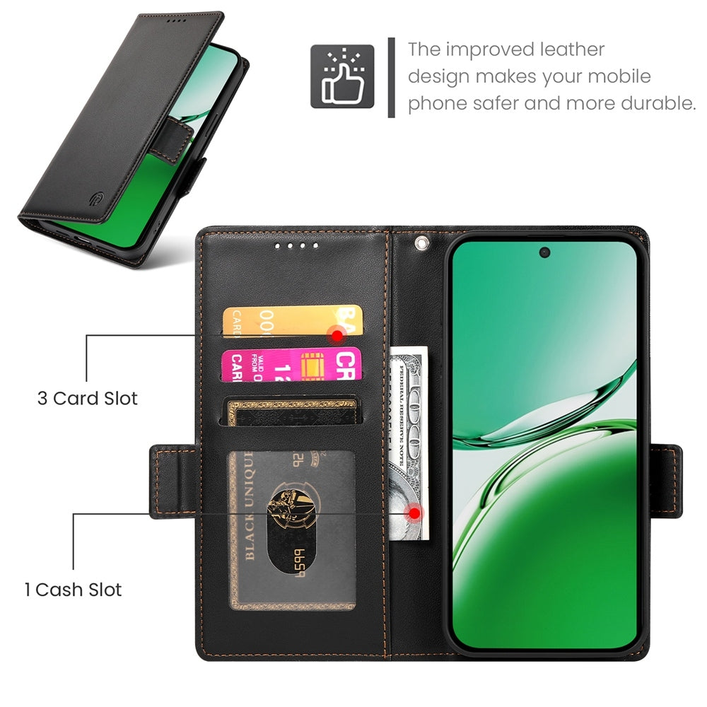 OPPO Reno12 F27 Magnetic Leather Wallet Case with Card Slots, Stand Function & Full Protection