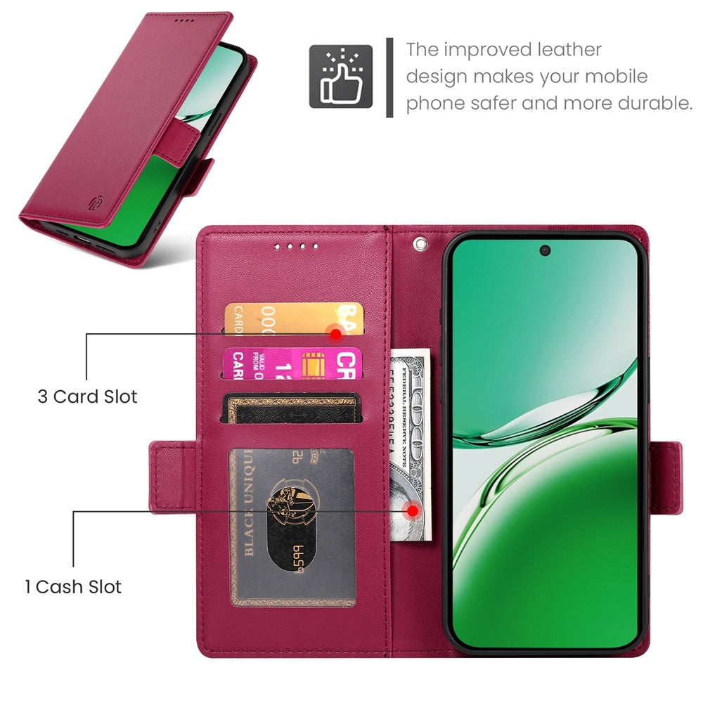 OPPO Reno12 F27 Magnetic Leather Wallet Case with Card Slots, Stand Function & Full Protection