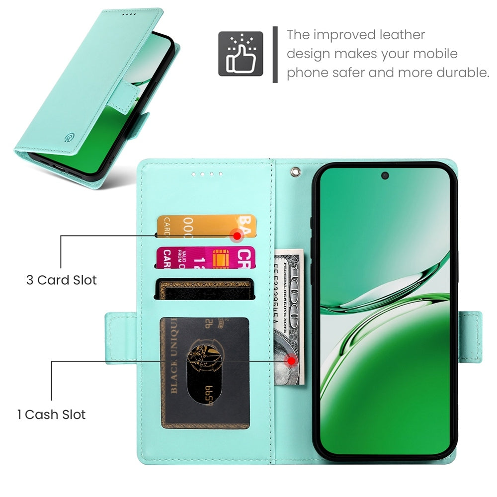 OPPO Reno12 F 4G/5G Magnetic Leather Wallet Case with Card Slots, Stand Function & Full Protection