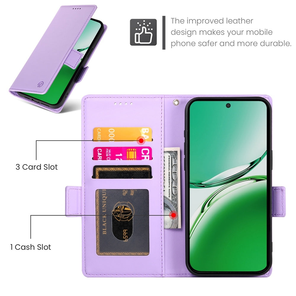 OPPO Reno12 F 4G/5G Magnetic Leather Wallet Case with Card Slots, Stand Function & Full Protection