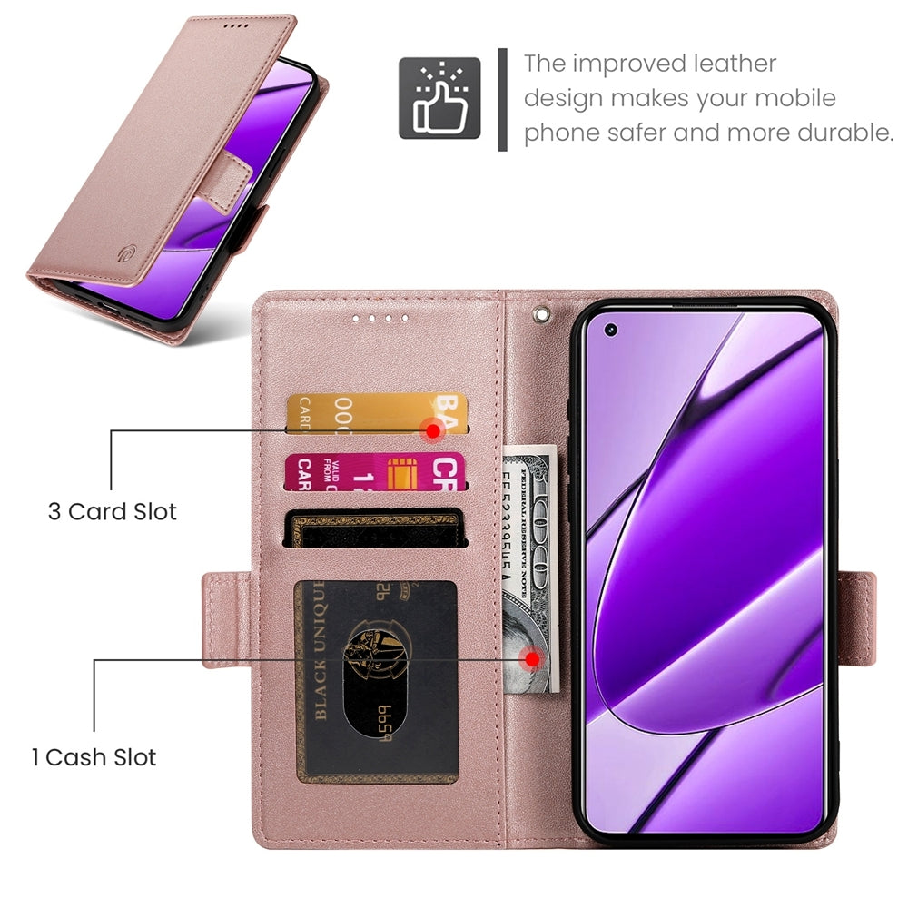 Realme 11 4G Magnetic Leather Wallet Case with Card Slots, Stand Function & Full Protection