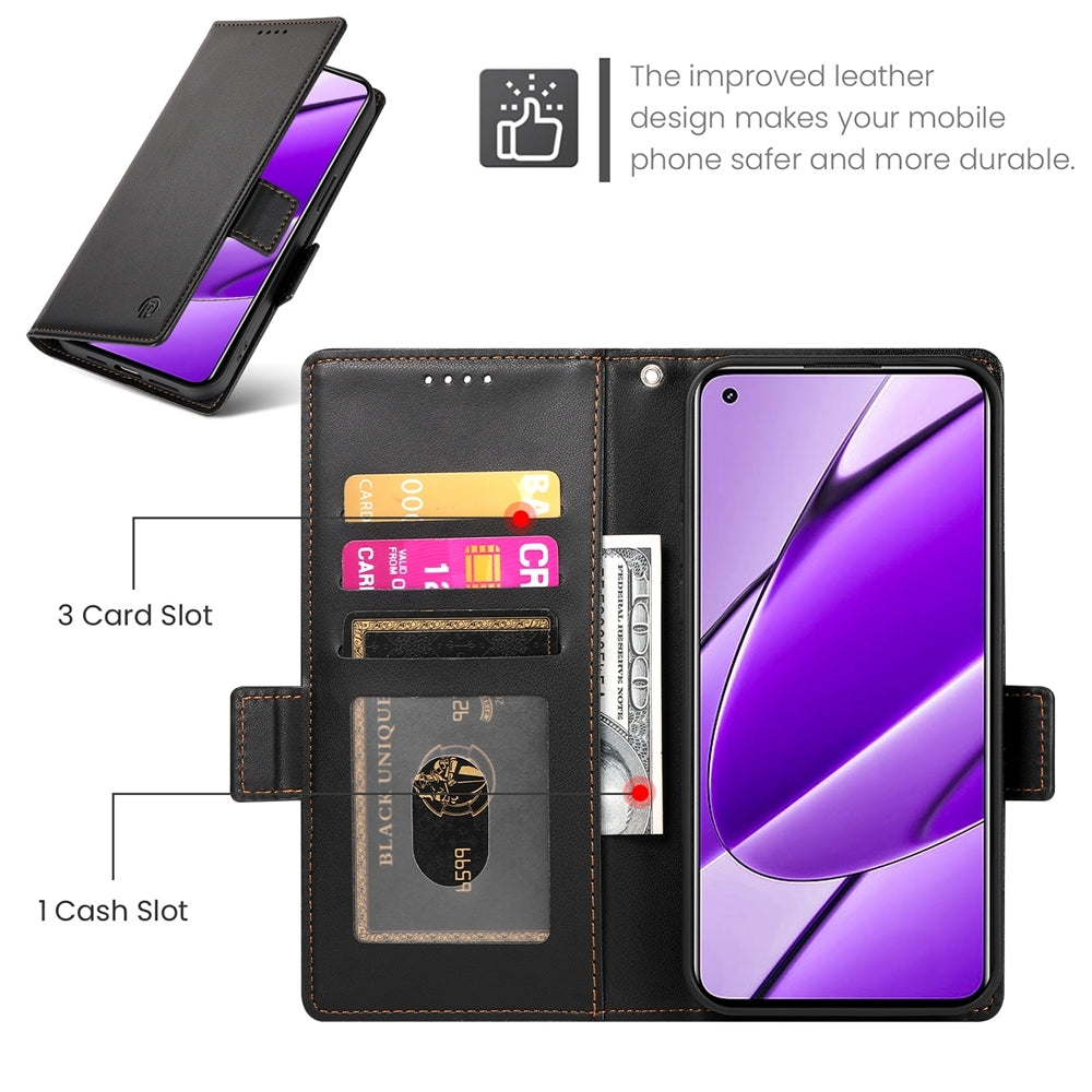 Realme 11 4G Magnetic Leather Wallet Case with Card Slots, Stand Function & Full Protection