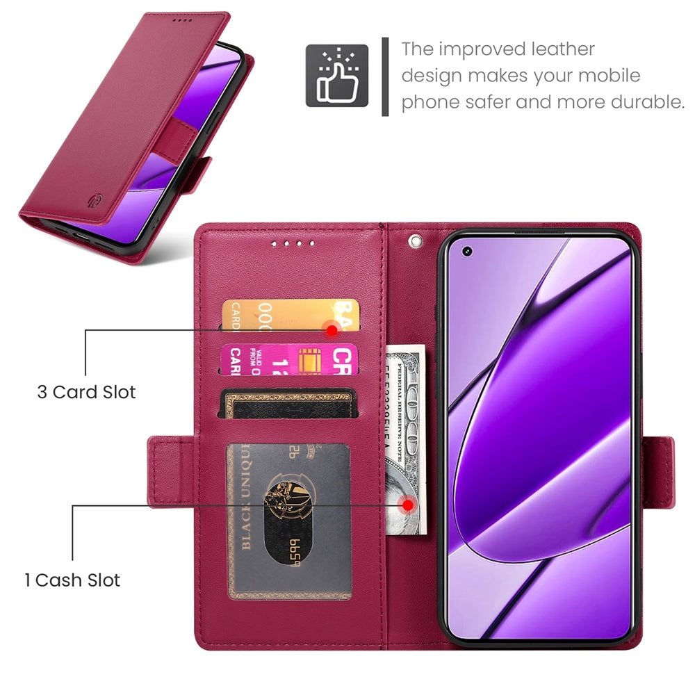 Realme 11 4G Magnetic Leather Wallet Case with Card Slots, Stand Function & Full Protection