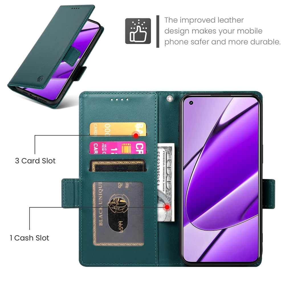 Realme 11 4G Magnetic Leather Wallet Case with Card Slots, Stand Function & Full Protection