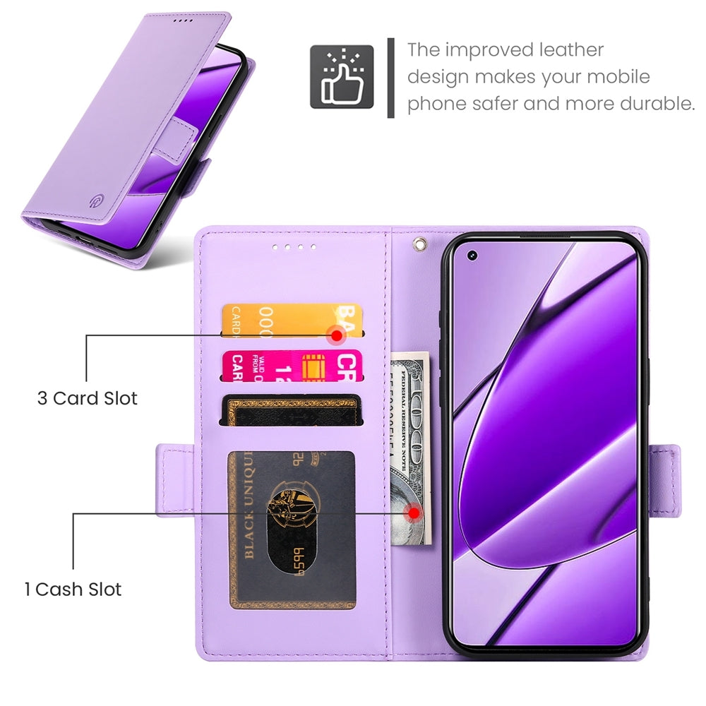 Realme 11 4G Magnetic Leather Wallet Case with Card Slots, Stand Function & Full Protection