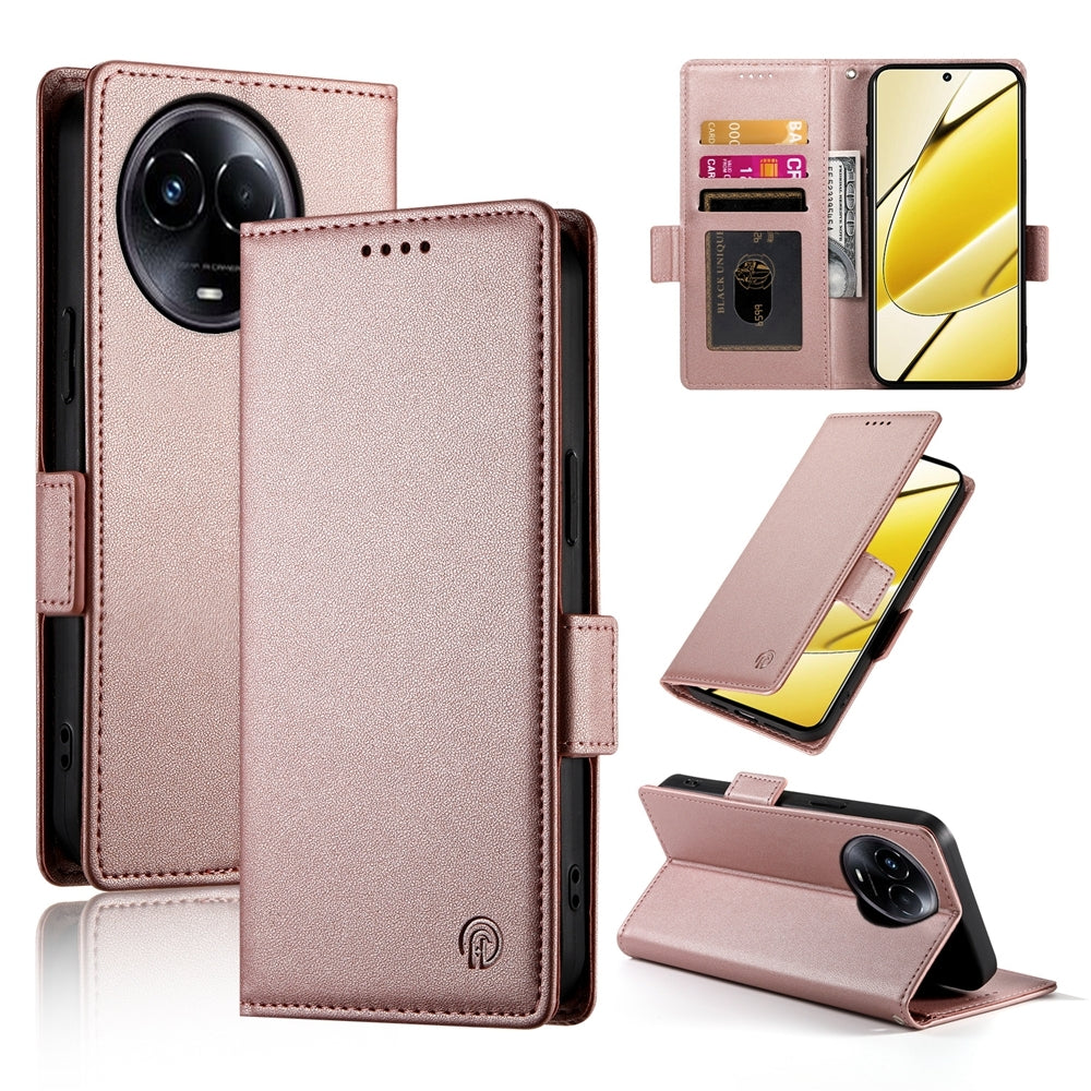 Realme 11x Magnetic Leather Wallet Case with Card Slots, Stand Function & Full Protection