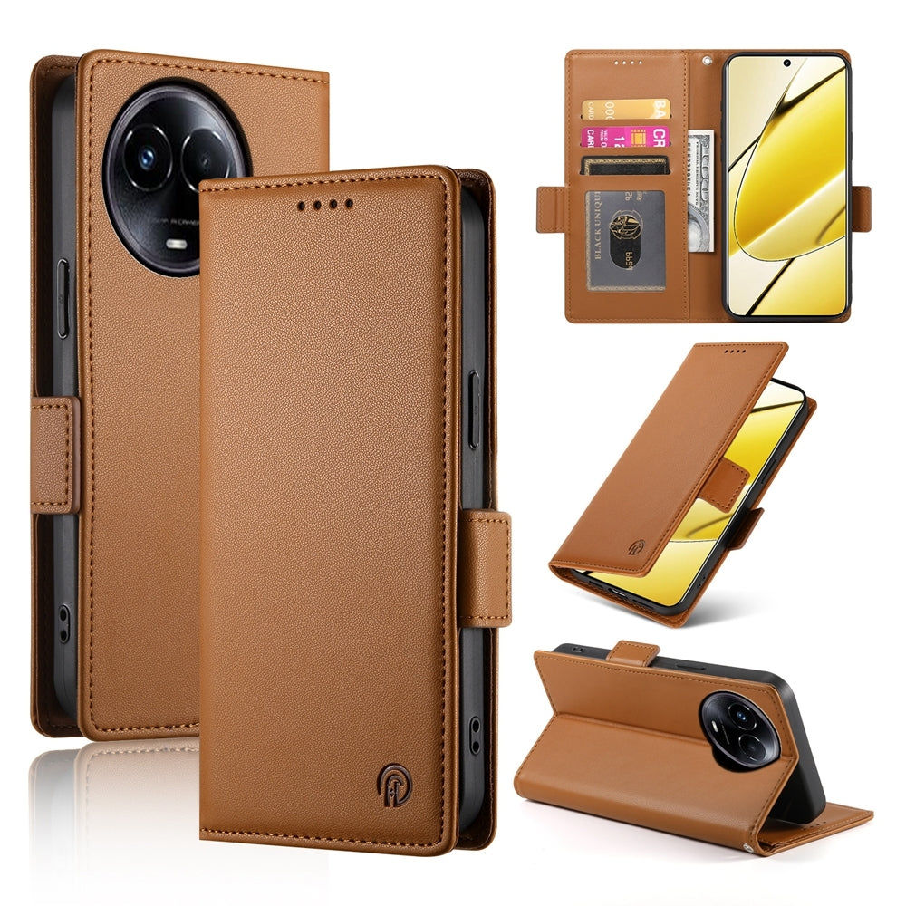 Realme 11x Magnetic Leather Wallet Case with Card Slots, Stand Function & Full Protection