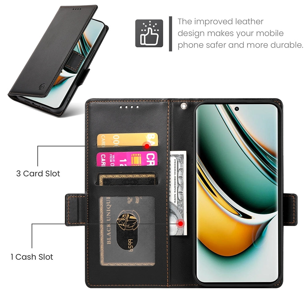 Realme 11 Pro 5G Magnetic Leather Wallet Case with Card Slots, Stand Function & Full Protection
