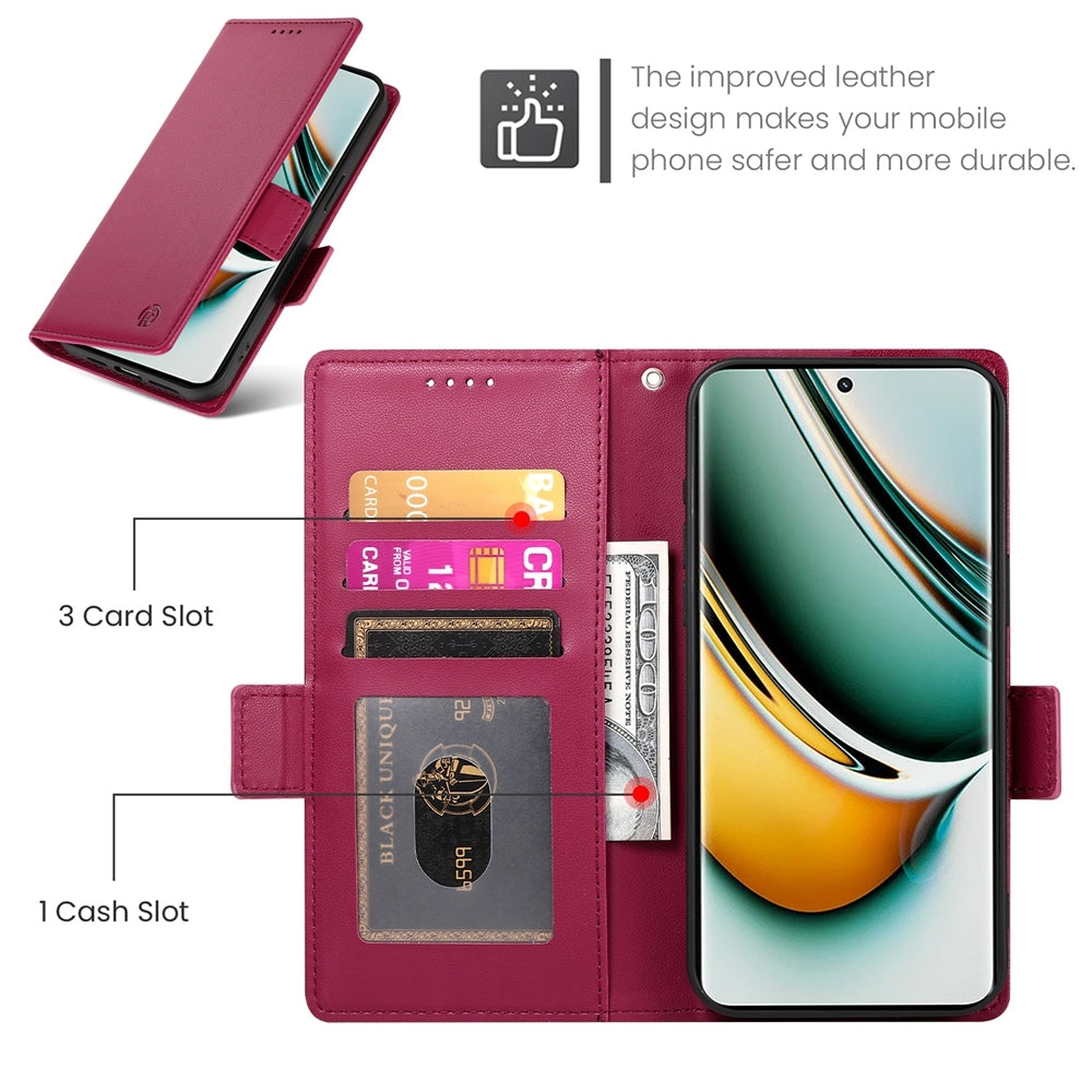 Realme 11 Pro 5G Magnetic Leather Wallet Case with Card Slots, Stand Function & Full Protection