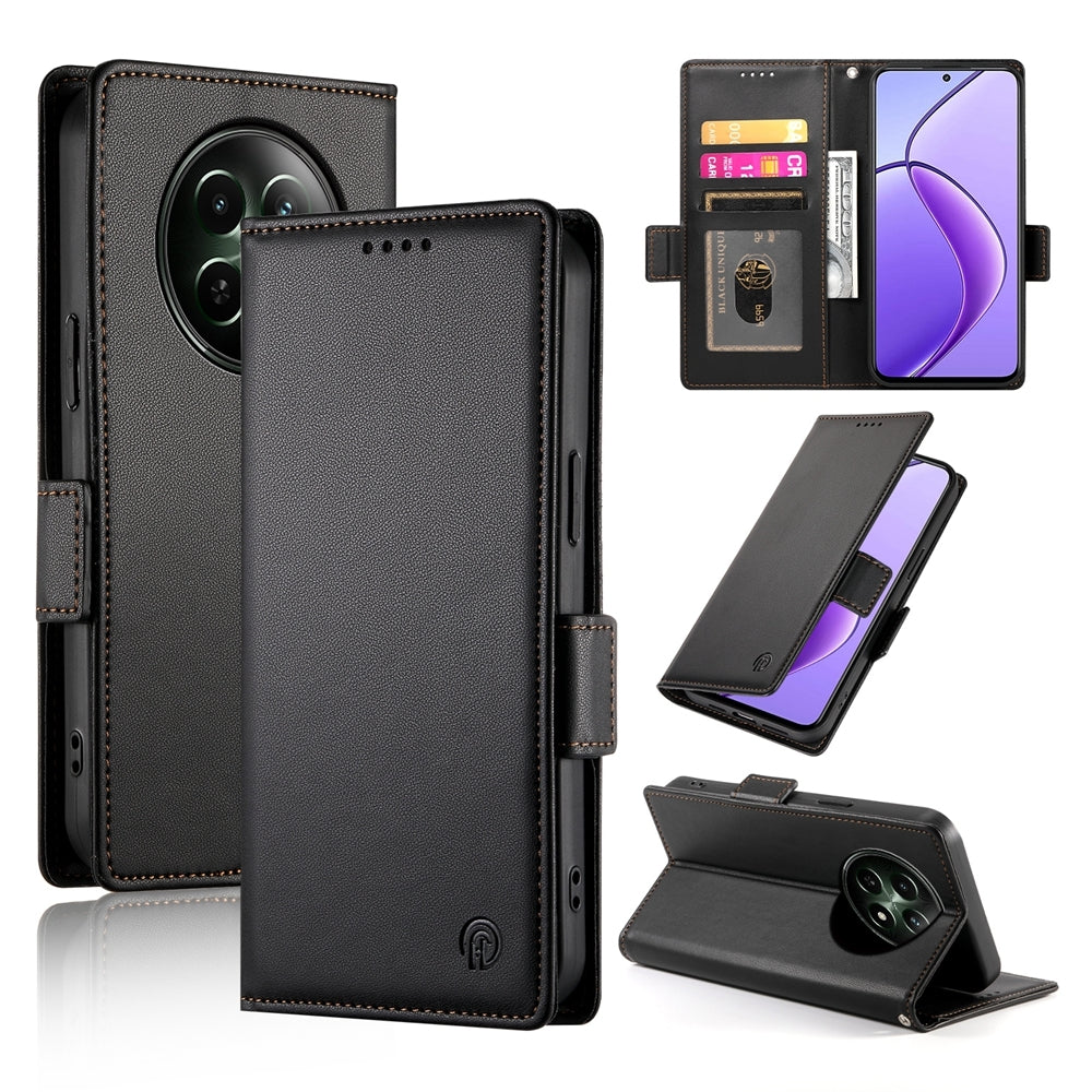 Realme 12 Magnetic Leather Wallet Case with Card Slots, Stand Function & Full Protection