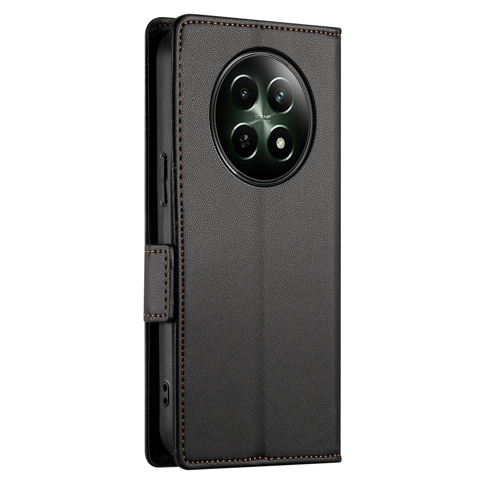 Realme 12 Magnetic Leather Wallet Case with Card Slots, Stand Function & Full Protection