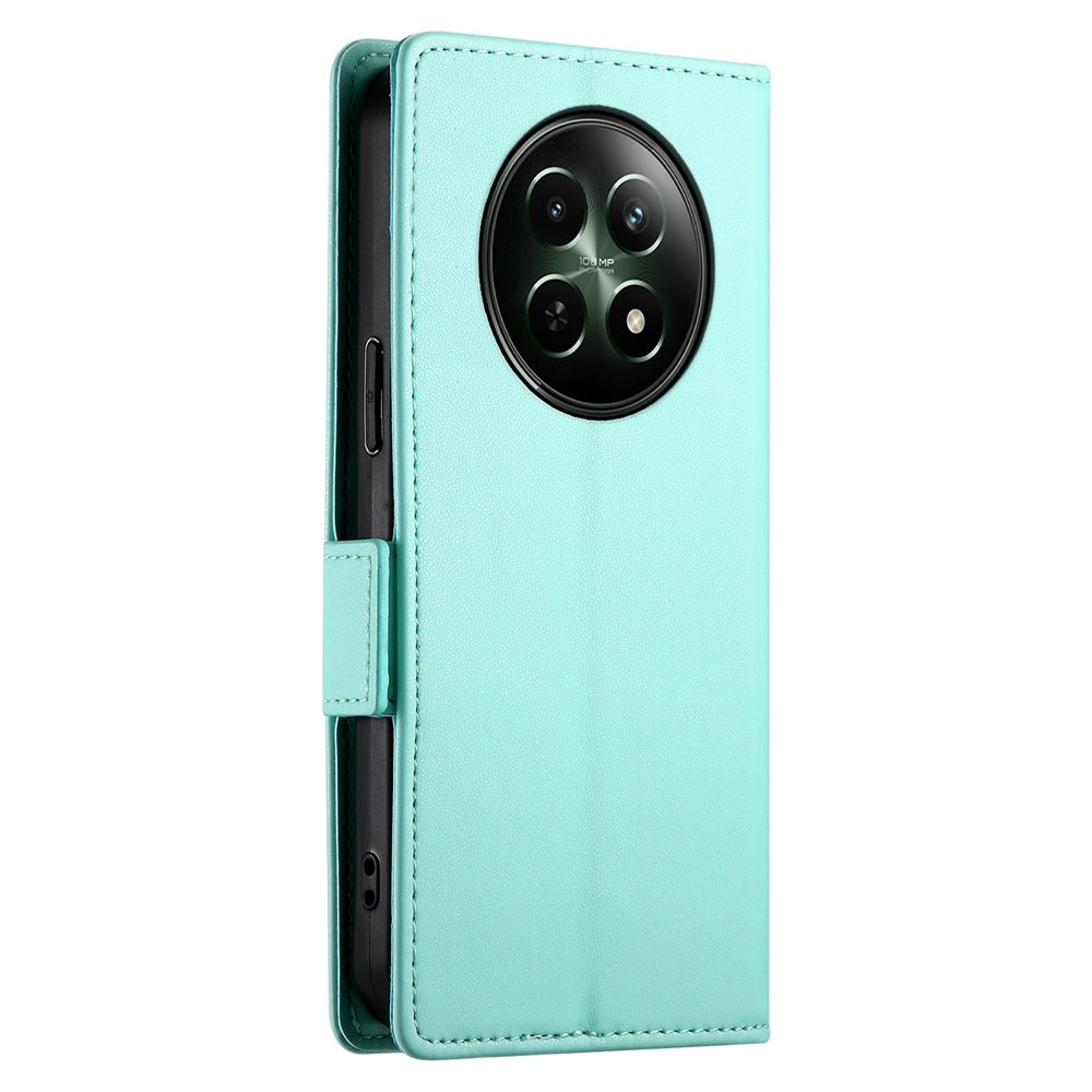 Realme 12 Magnetic Leather Wallet Case with Card Slots, Stand Function & Full Protection