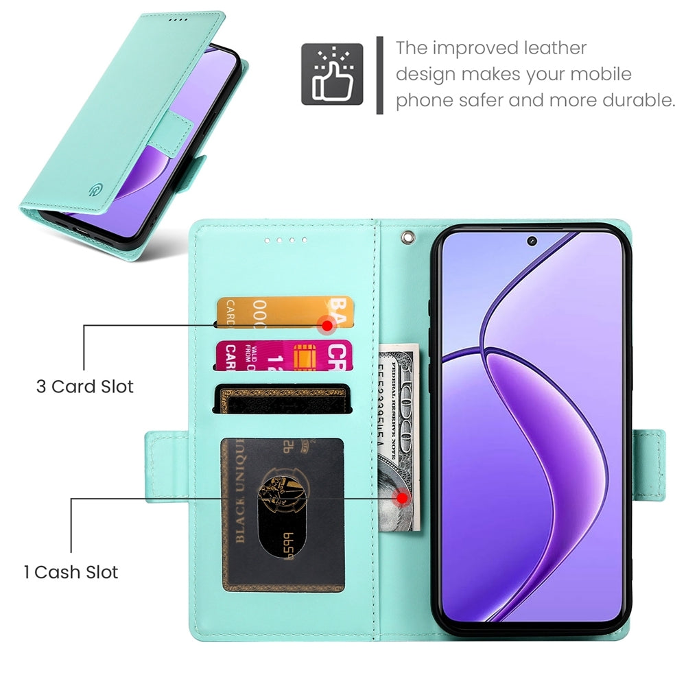 Realme 12 Magnetic Leather Wallet Case with Card Slots, Stand Function & Full Protection