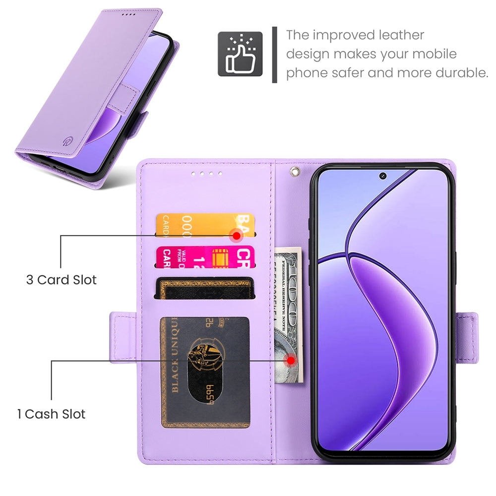 Realme 12 Magnetic Leather Wallet Case with Card Slots, Stand Function & Full Protection