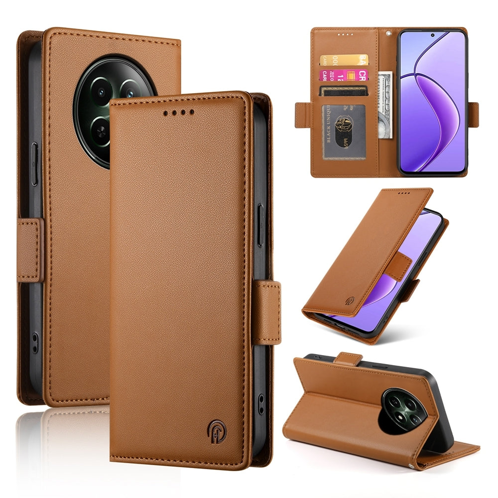 Realme 12 Magnetic Leather Wallet Case with Card Slots, Stand Function & Full Protection