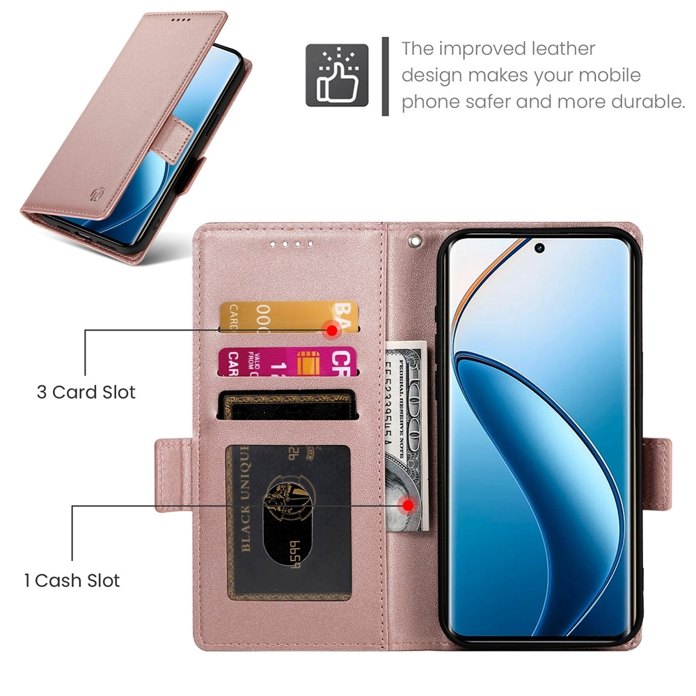 Realme 12 Pro Magnetic Leather Wallet Case with Card Slots, Stand Function & Full Protection