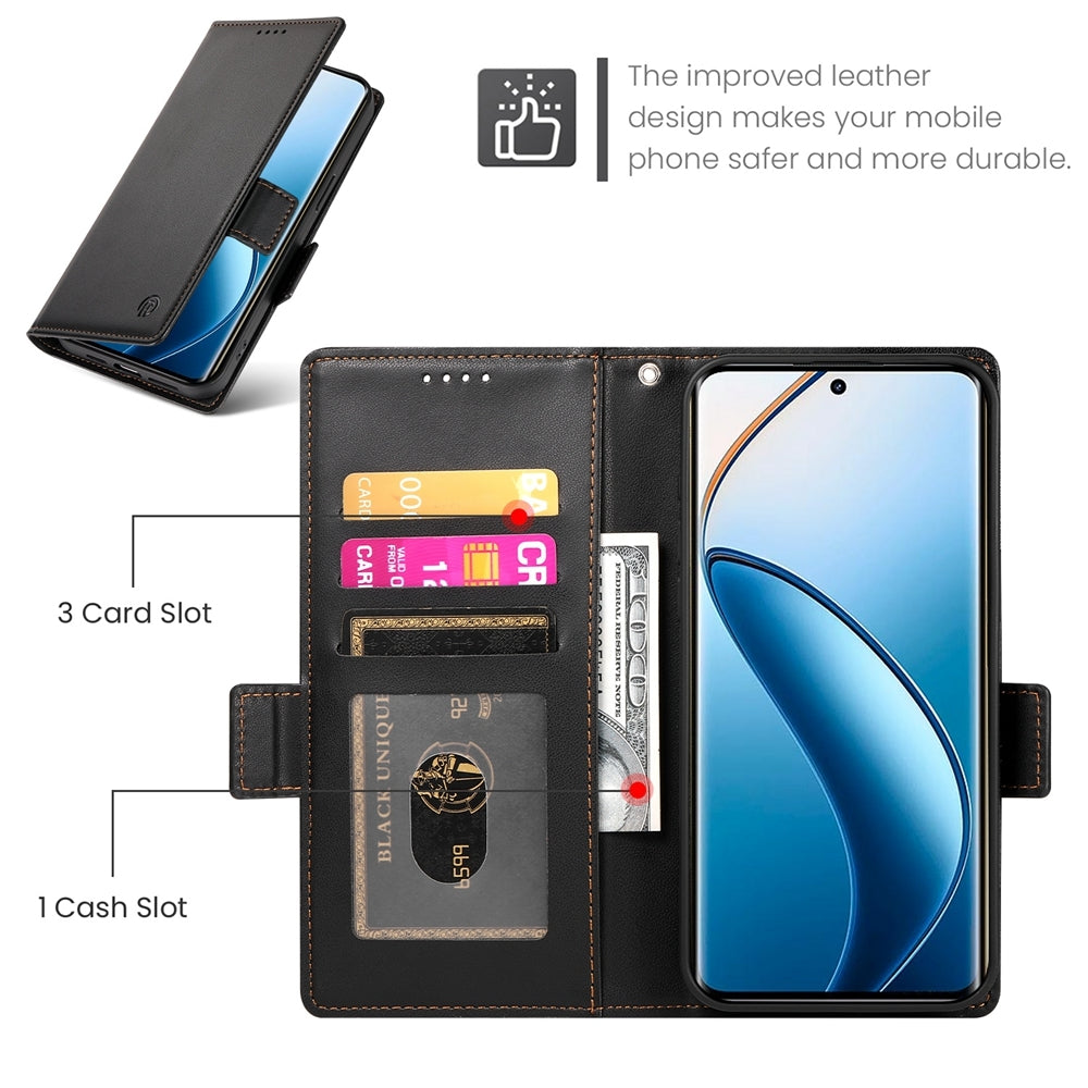 Realme 12 Pro Magnetic Leather Wallet Case with Card Slots, Stand Function & Full Protection