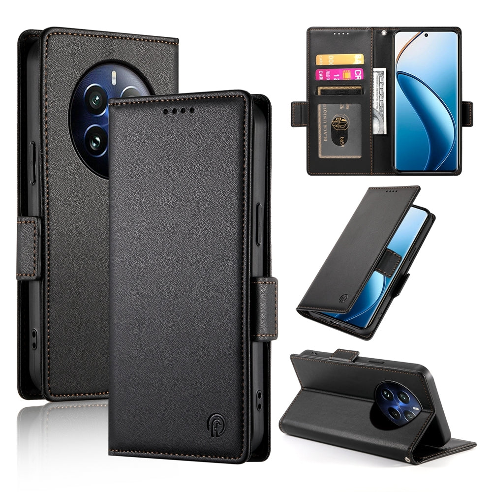 Realme 12 Pro+ Magnetic Leather Wallet Case with Card Slots, Stand Function & Full Protection