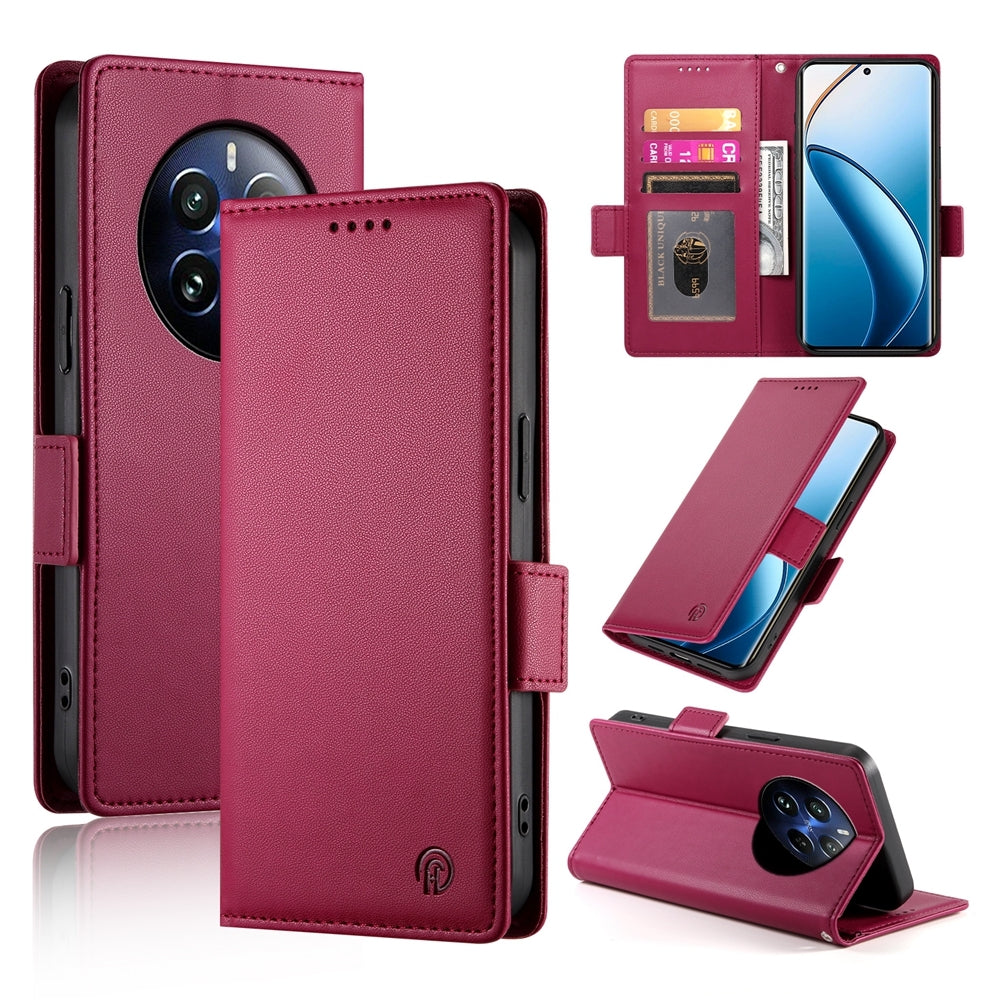 Realme 12 Pro+ Magnetic Leather Wallet Case with Card Slots, Stand Function & Full Protection