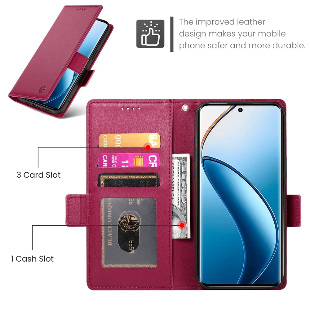 Realme 12 Pro+ Magnetic Leather Wallet Case with Card Slots, Stand Function & Full Protection