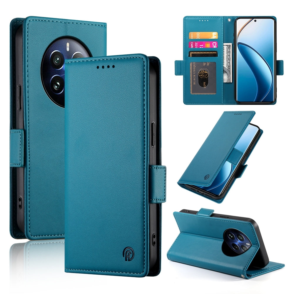 Realme 12 Pro Magnetic Leather Wallet Case with Card Slots, Stand Function & Full Protection