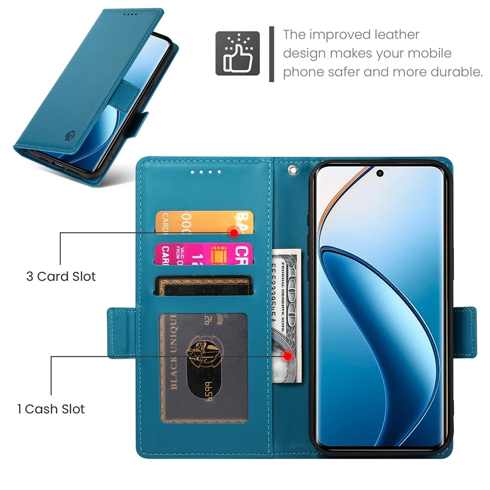 Realme 12 Pro Magnetic Leather Wallet Case with Card Slots, Stand Function & Full Protection