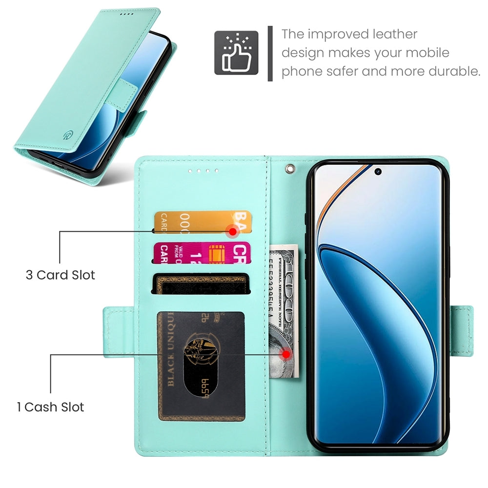 Realme 12 Pro Magnetic Leather Wallet Case with Card Slots, Stand Function & Full Protection
