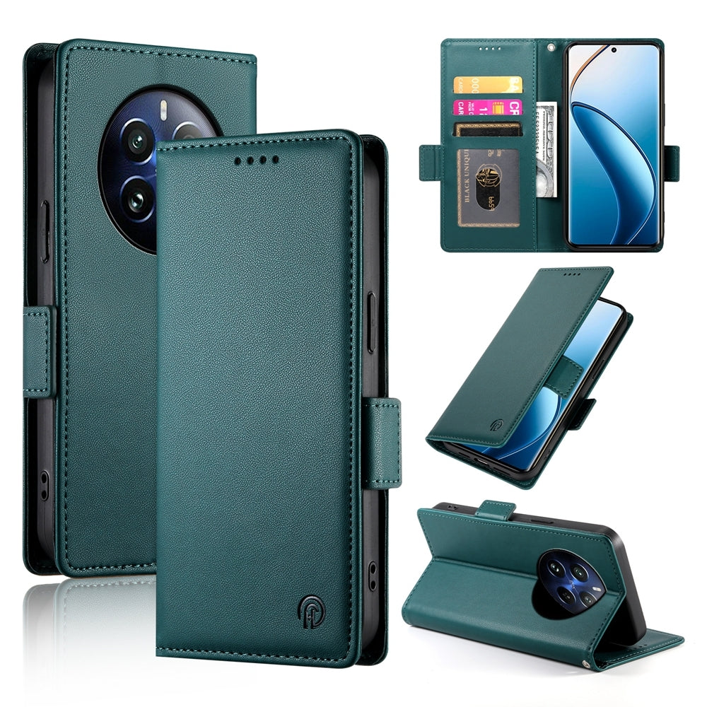 Realme 12 Pro Magnetic Leather Wallet Case with Card Slots, Stand Function & Full Protection