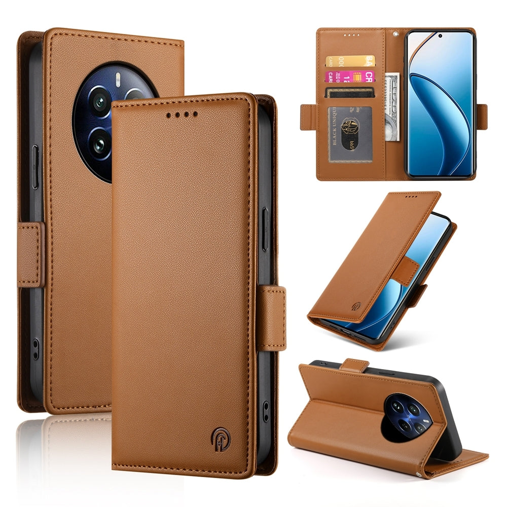 Realme 12 Pro+ Magnetic Leather Wallet Case with Card Slots, Stand Function & Full Protection