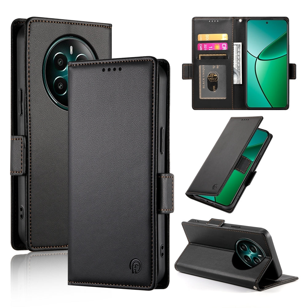Realme 12+ Magnetic Leather Wallet Case with Card Slots, Stand Function & Full Protection