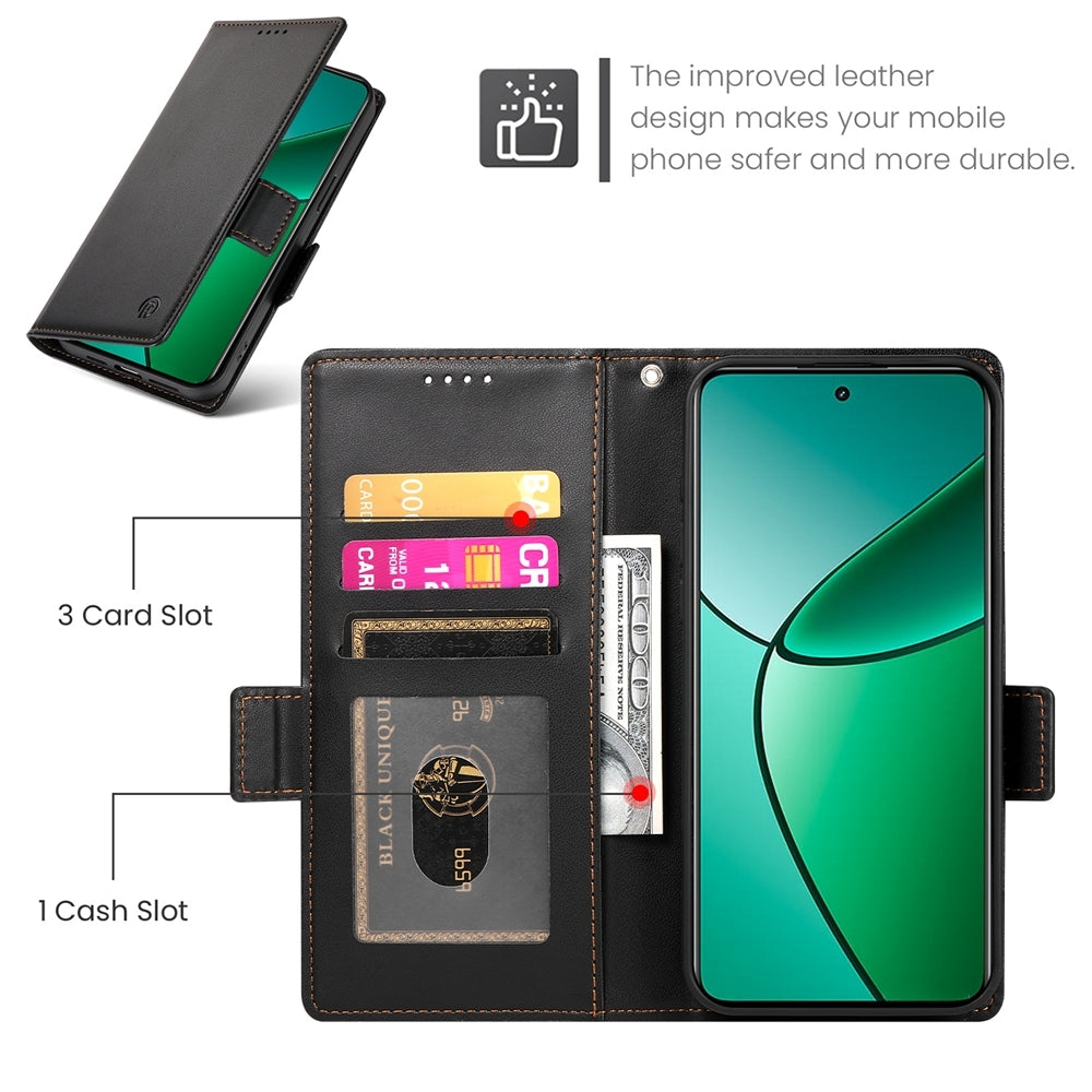 Realme 12+ Magnetic Leather Wallet Case with Card Slots, Stand Function & Full Protection