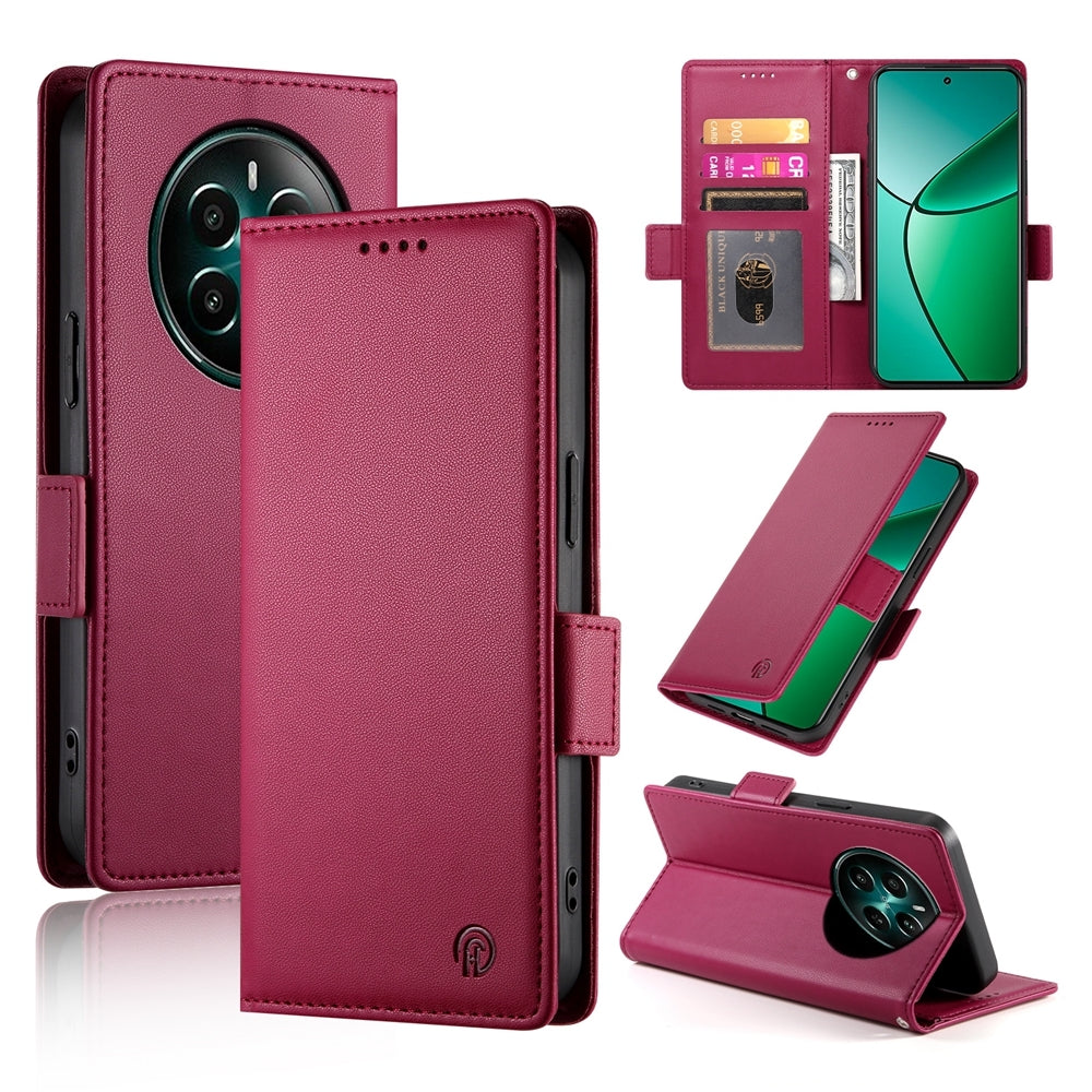 Realme 12+ Magnetic Leather Wallet Case with Card Slots, Stand Function & Full Protection