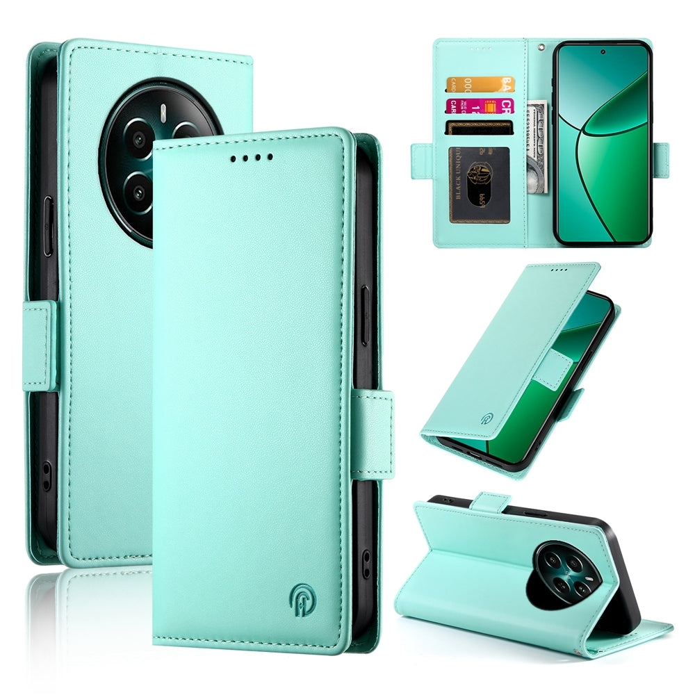 Realme 12+ Magnetic Leather Wallet Case with Card Slots, Stand Function & Full Protection