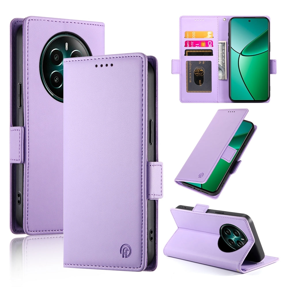 Realme 12+ Magnetic Leather Wallet Case with Card Slots, Stand Function & Full Protection