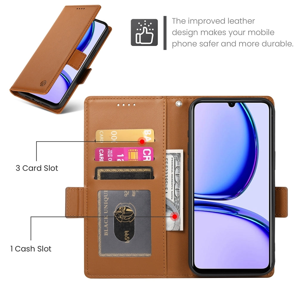 Realme Narzo N53 4G Magnetic Leather Wallet Case with Card Slots, Stand Function & Full Protection