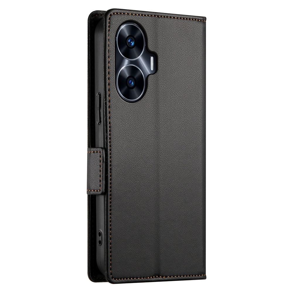 Realme Narzo N55 Magnetic Leather Wallet Case with Card Slots, Stand Function & Full Protection