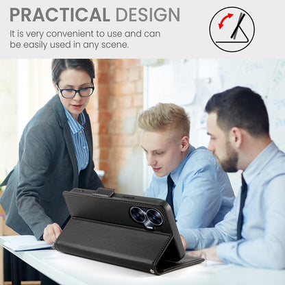 Realme Narzo N55 Magnetic Leather Wallet Case with Card Slots, Stand Function & Full Protection