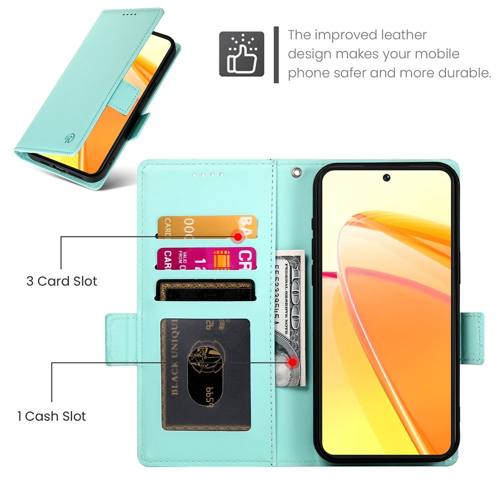 Realme Narzo N55 Magnetic Leather Wallet Case with Card Slots, Stand Function & Full Protection