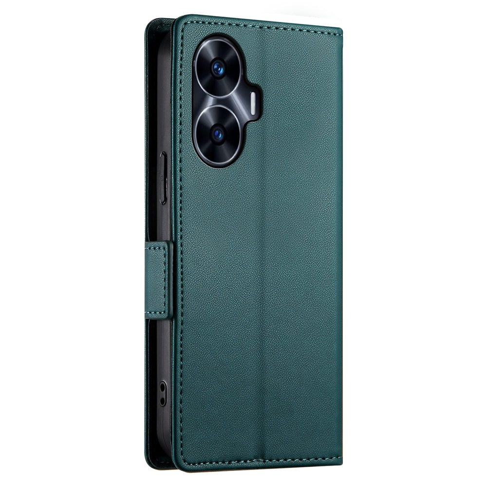 Realme Narzo N55 Magnetic Leather Wallet Case with Card Slots, Stand Function & Full Protection