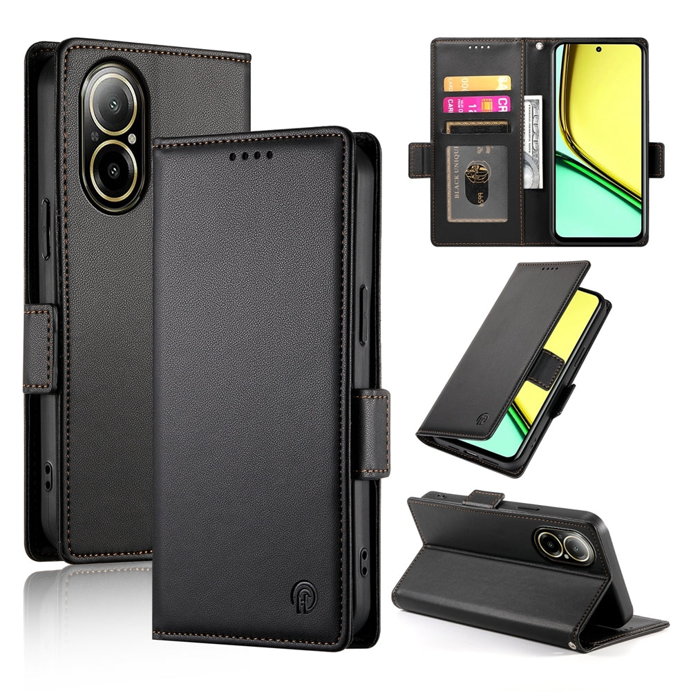 Realme C67 4G Global Magnetic Leather Wallet Case with Card Slots, Stand Function & Full Protection