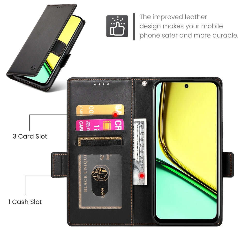 Realme C67 4G Global Magnetic Leather Wallet Case with Card Slots, Stand Function & Full Protection
