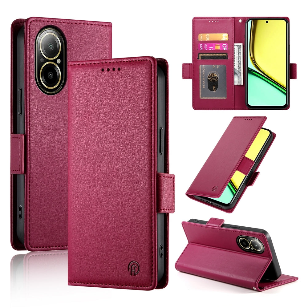 Realme C67 4G Global Magnetic Leather Wallet Case with Card Slots, Stand Function & Full Protection