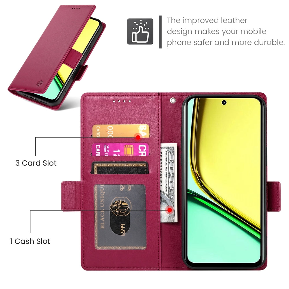 Realme C67 4G Global Magnetic Leather Wallet Case with Card Slots, Stand Function & Full Protection