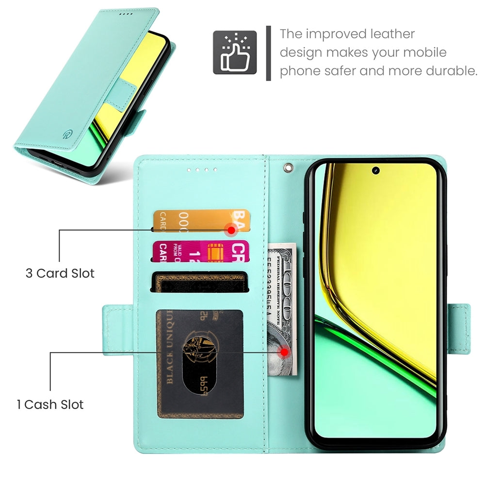 Realme C67 4G Global Magnetic Leather Wallet Case with Card Slots, Stand Function & Full Protection